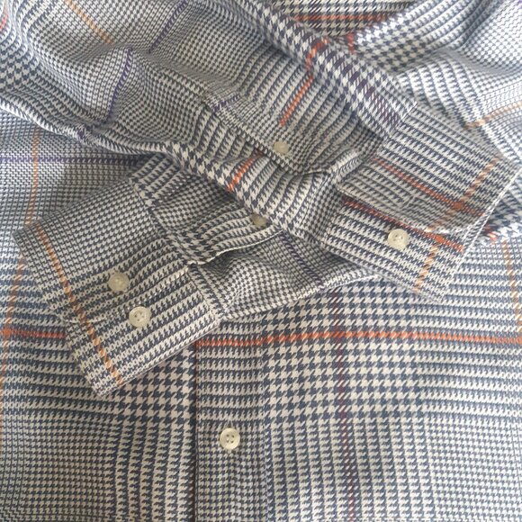 Etro SZ L Blue & White Plaid w/ Mauve & Orange -Men's Button Up Shirt - Picture 4 of 13